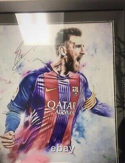 Lionel Messi Limited Edition Signed Poster Framed 32x28 By Armori Steele 10/10
