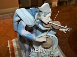 Lladro #5932. Jester Serenade. Signed Limited Edition WithBase. Large 14.5H. 1989