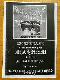 MAYHEM. Deathcrush LP ORIGINAL hand signed EURONYMOUS letter 1993! Black Metal