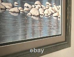 MICHAEL MELANDER Signed Limited Edition PRINT Black Herron Rustic Wood Frame