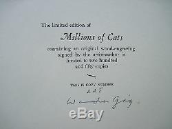 MILLIONS OF CATS wi ORIGINAL ENGRAVING BOTH SIGNED by WANDA GAG 1st Ltd Ed