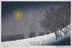 Makino Munenori Yukitsukiyo Woodcut Limited Edition Autographed By Japan'S Leadi
