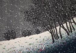 Makino Munenori Yukitsukiyo Woodcut Limited Edition Autographed By Japan'S Leadi