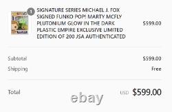 Michael J. Fox Signed Funko Pop! Marty Mcfly Limited Edition Of 200 Plutonium