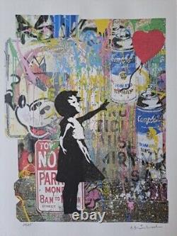 Mr. Brainwash Signed Girl with a Red Heart Balloon Collectable Lithograph