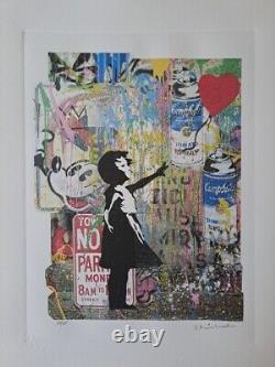 Mr. Brainwash Signed Girl with a Red Heart Balloon Collectable Lithograph