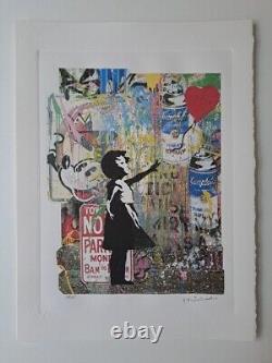 Mr. Brainwash Signed Girl with a Red Heart Balloon Collectable Lithograph