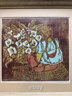 Mujer con Alcatraces Signed Limited Edition 20/20 Linocut (Lavandeira). (C75)