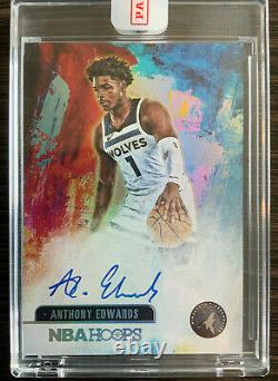 NBA Hoops Anthony Edwards Rookie Auto Hoops Art SSP RC 1st ON CARD HOLO SEALED