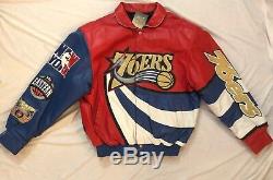 NWT JEFF HAMILTON Limited Edition PHILADELPHIA 76ERS Leather Jacket Signed 2XL