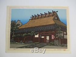 Nishijima Pencil Signed Woodblock Print Limited Edition Temple Landscape Vintage