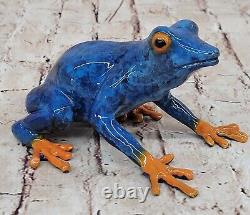 Original Marius Bronze Sculpture Limited Edition Signed Blue Frog Figurine Decor