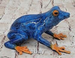 Original Marius Bronze Sculpture Limited Edition Signed Blue Frog Figurine Decor