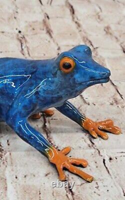 Original Marius Bronze Sculpture Limited Edition Signed Blue Frog Figurine Decor