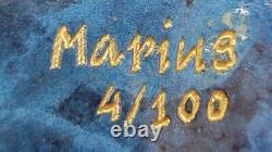 Original Marius Bronze Sculpture Limited Edition Signed Blue Frog Figurine Decor