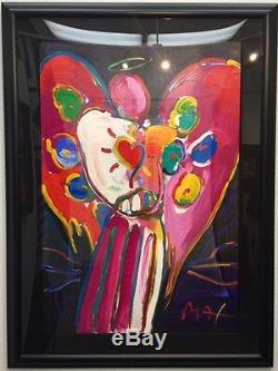 Peter Max Angel with heart original acrylic on serigraph limited edition