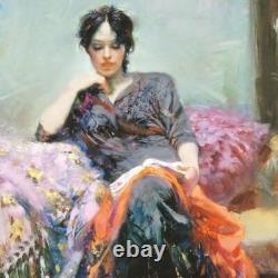 Pino (1939-2010) Her Favorite Book Hand Signed Canvas Limited Edition Art