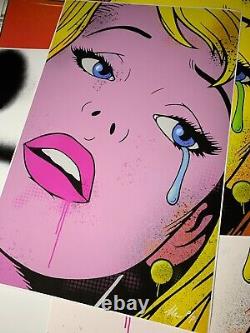 Pop Street Art Face Pink print by Chris Boyle Crying women 13/25