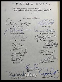 Prime Evil SIGNED by STEPHEN KING & CLIVE BARKER & 13 OTHERS Hardback 1/1000