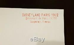 RARE VINTAGE ORIGINAL 1992 EURO DISNEYLAND LIMITED EDITION SOUVENIR MAP signed