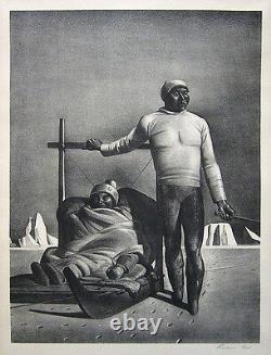ROCKWELL KENT Signed 1933 Original Lithograph Sledging (Greenland Travelers)