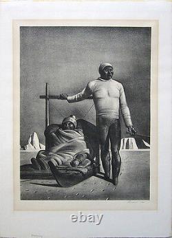 ROCKWELL KENT Signed 1933 Original Lithograph Sledging (Greenland Travelers)