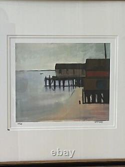 Rare Anne Packard signed, numbered limited edition framed print Pier House Ocean