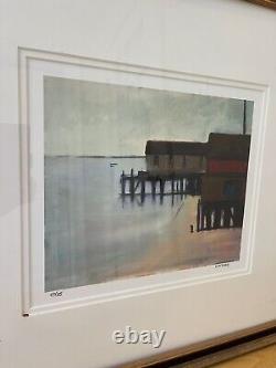 Rare Anne Packard signed, numbered limited edition framed print Pier House Ocean