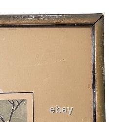 Rare Color Woodcut F. Goldberg Winter Scene Signed by the Artist Limited Edition