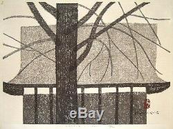 Rare KIYOSHI SAITO Signed 1962 Original Woodblock Print Castle