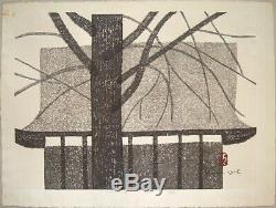 Rare KIYOSHI SAITO Signed 1962 Original Woodblock Print Castle