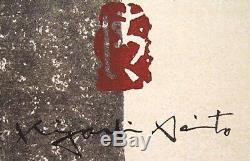 Rare KIYOSHI SAITO Signed 1962 Original Woodblock Print Castle