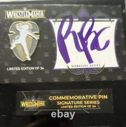 Roman Reigns Wrestlemania 34 Autographed Signature Logo Pin Limited Edition WWE