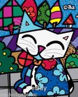 Romero Britto Midnight Cat Limited Edition On Canvas