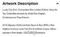 Ron English SIGNED Lucky Cat Grin Convention Red Art Limited Edition SDCC 2018