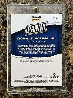 Ronald Acuna Jr. 2022 Panini MLB National Autograph 3/5 Gem Mint SUPER RARE SSP