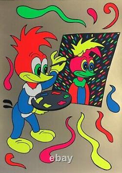 Ronnie Cutrone Putting On A Face Woody Woodpecker L/ED S/N Serigraph Gold 1989