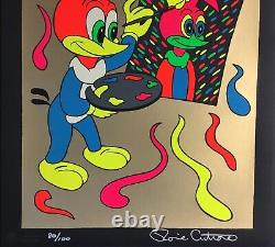 Ronnie Cutrone Putting On A Face Woody Woodpecker L/ED S/N Serigraph Gold 1989