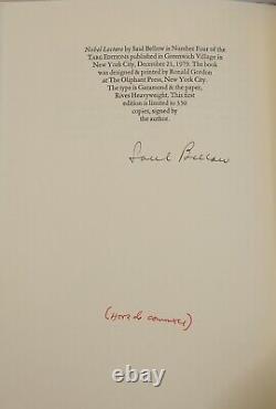 Saul Bellow The Nobel Prize Lecture Signed Limited Edition