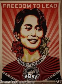 Shepard Fairey Original Signed Limited Edition Freedom To Lead Obey Giant Aung