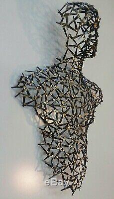 Signed Corey Ellis Limited Edition Nude Male Metal Wall Sculpture Mid Century