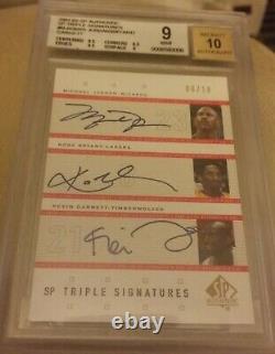 Sp Authentic Michael Jordan Kobe Bryant Garnett Triple Autograph Auto 6/10 Bgs 9