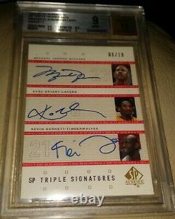 Sp Authentic Michael Jordan Kobe Bryant Garnett Triple Autograph Auto 6/10 Bgs 9