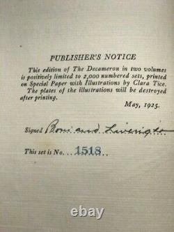 THE DECAMERON Giovanni Boccaccio (1925) Vol. 1 & 2 Limited Edition Signed by Pub