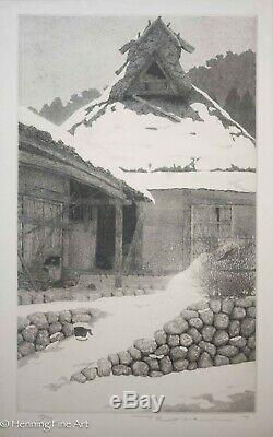 Tanaka Ryohei Etching Lingering Snow SCARCE & RARE! Signed, Limited Edition