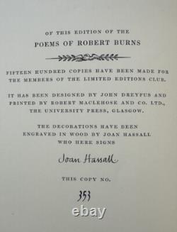The Poems of Robert Burns. 1965. Limited Editions Club. Signed Joan Hassall Illu