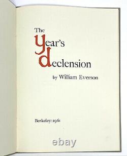 The Year's Declension, William Everson. Signed Limited First Edition 1961