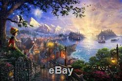 Thomas Kinkade DISNEY PINOCCHIO Limited Edition 28X42 Canvas R/E #3 SIGNED, RARE