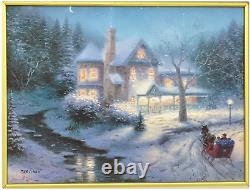 Thomas Kinkade Painting Limited Edition Moonlit Sleigh Ride Signed/Num. COA