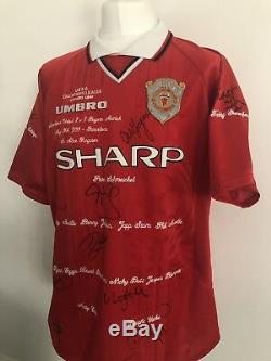 UMBRO Manchester United CHAMPIONS LEAUGE 1999 Home Shirt Signed Limited Edition